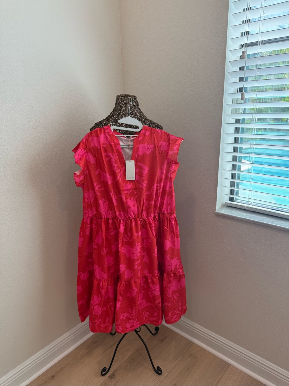 Pink Floral Tiered Dress
